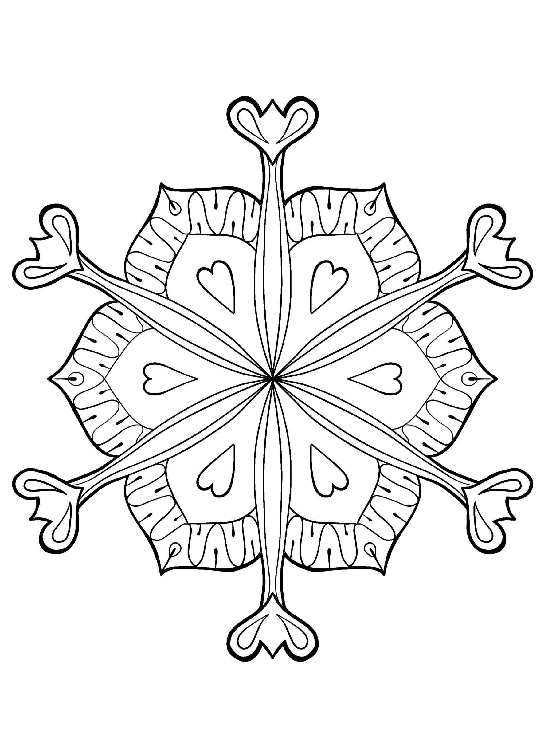 Kolorowanka kwiatowy płatek śniegu